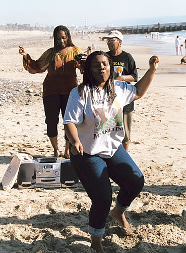 Jamedra dancing, Los Angeles, California TAG TEAM Beach Party