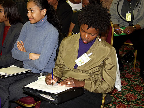 April taking notes, Los Angeles, California Black Business Seminar