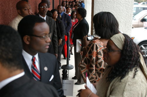 Guests waiting in line to get into the seminar, Atlanta, Georgia Black Business Seminar