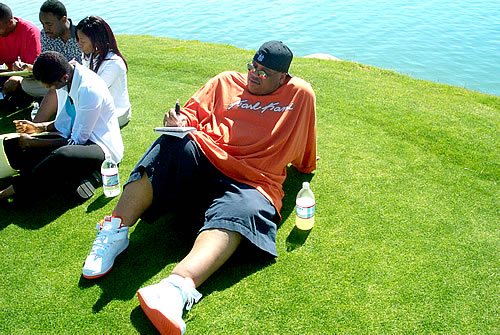 Colby taking notes, Las Vegas Team Leader Retreat