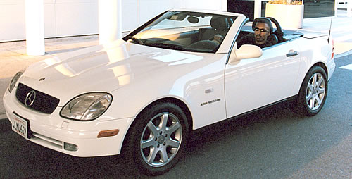 Yaba in a Mercedes SLK convertible, Los Angeles, California TAG TEAM Beach Party