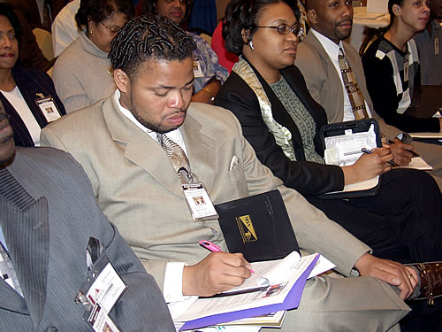 Brother taking notes, Detroit, Michigan Black Business Seminar