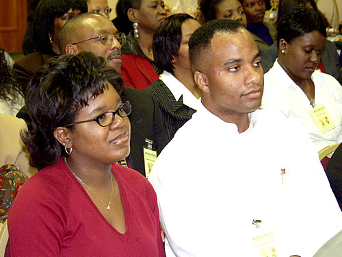 Brothers and sisters enjoying seminar, Los Angeles, California Black Business Seminar