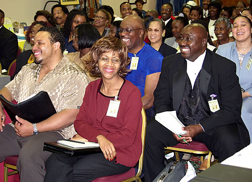 Audience laughing, Los Angeles, California Black Business Seminar