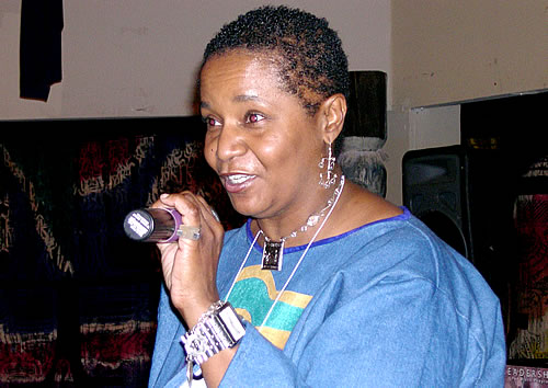 Karen speaking on stage, New York City Black Business Seminar