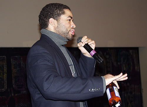 Issa roleplaying with audience, New York City Black Business Seminar