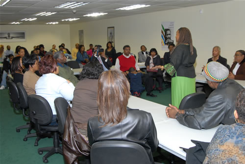 Debbie speaking to guests, TAG TEAM Marketing Atlanta Facility Grand Opening