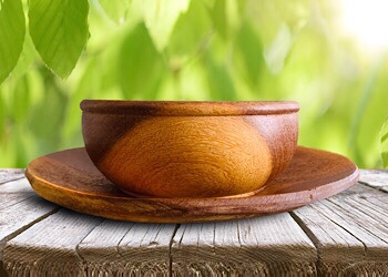 Decorative African Wood Bowl & Plate Set