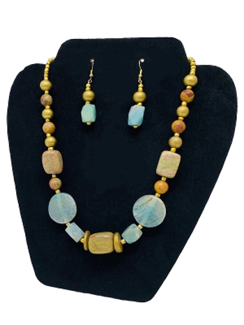 Seascape Necklace & Earrings (with Agate Stone)