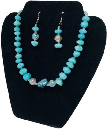 Caribbean Waters Necklace & Earrings (with Agate & Seashell)