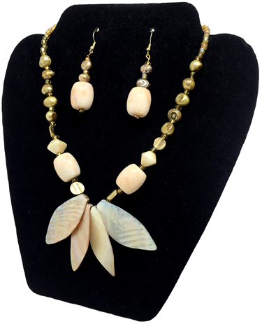 Pearls n Shells Necklace & Earrings (with Natural Pearls)