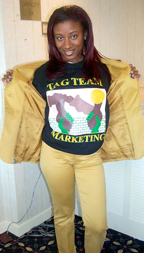 Chantia modeling TAG TEAM Marketing t-shirt, TAG TEAM Gear Photo Shoot