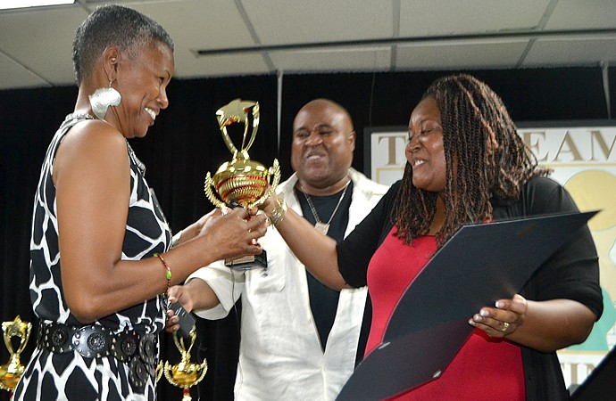 Dorothy Cooper Receiving Trophy Debbie Delxino Dorothy Cooper Receiving Trophy Debbie Delxino