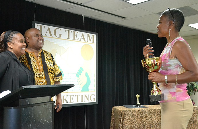 Dorothy Cooper Speaking To Delxino And Debbie On Stage Dorothy Cooper Speaking To Delxino And Debbie On Stage