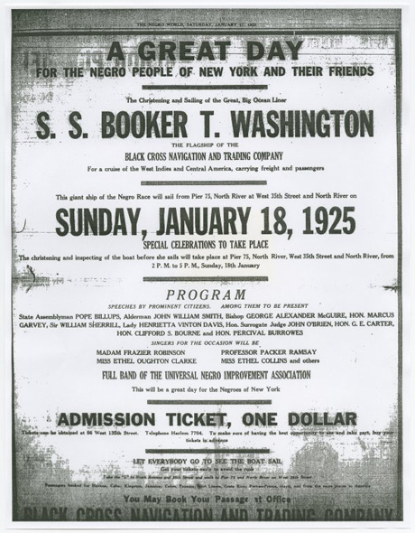S.S. Booker T. Washington Launch Flyer - 1925