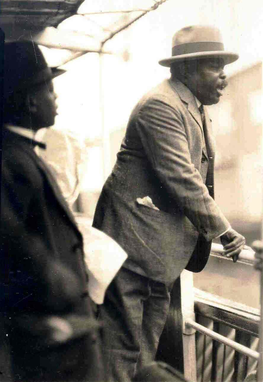 Marcus Garvey Speaking On Balcony of Ship, 1927