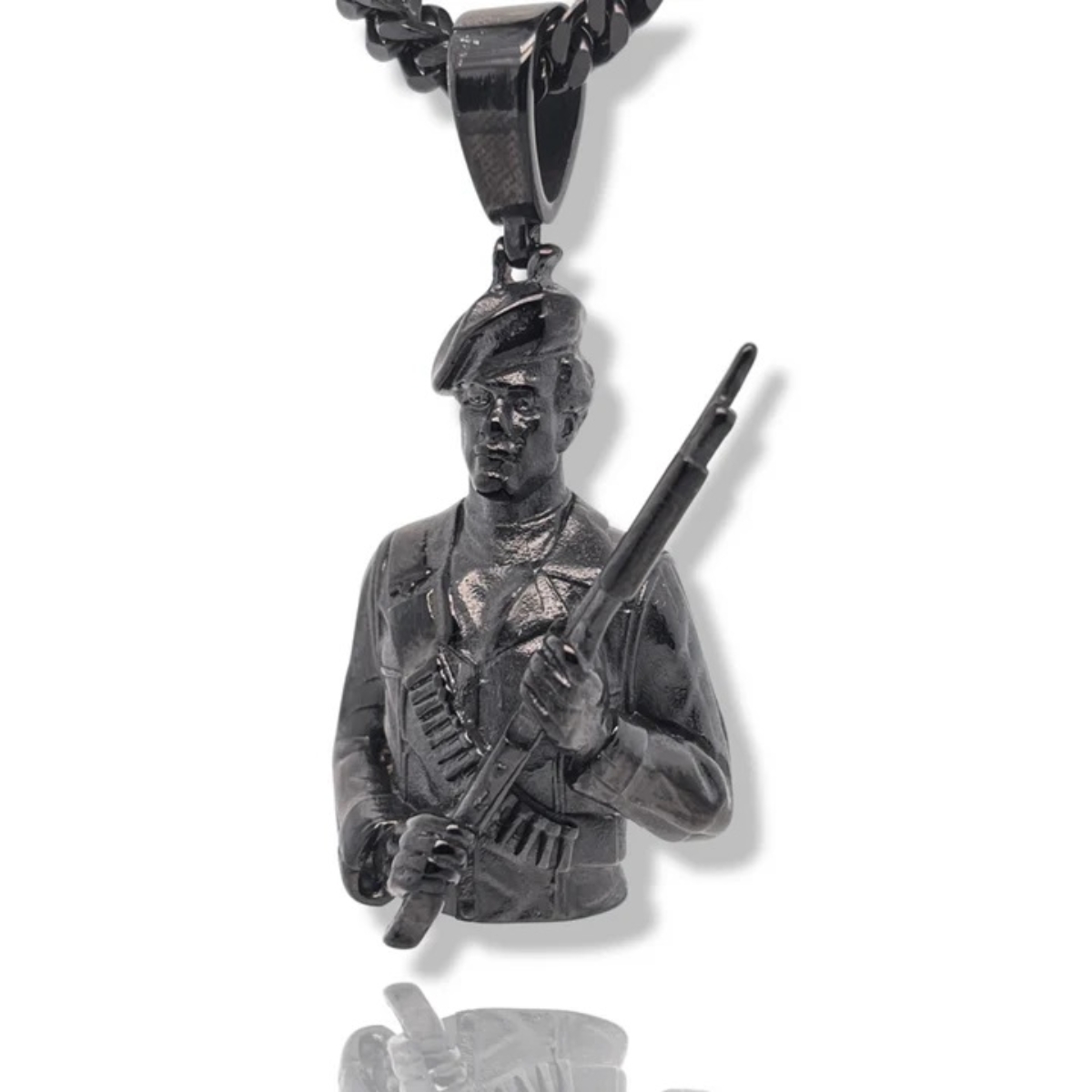 Huey Newton Pendant Front - All Black