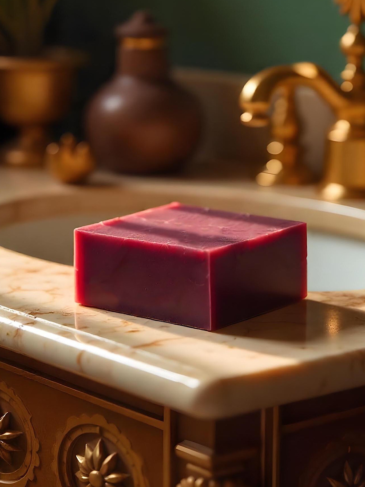 Red clay soap - staged