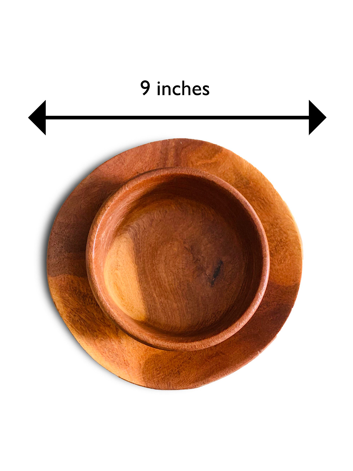 Deocrative African Wood Bowl & Plate Set - Measurements