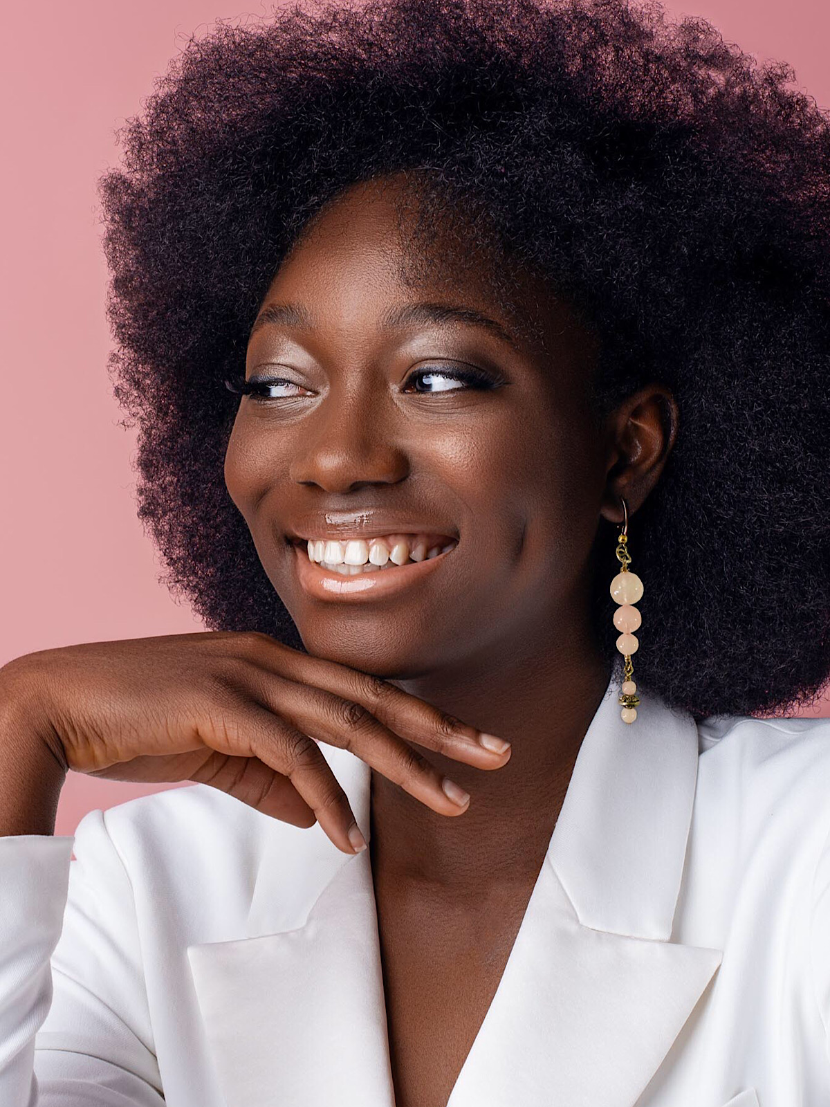 Onyx Fine AfriKan Jewelry - Earrings - Auset's Pearl - Pink - Sister Wearing