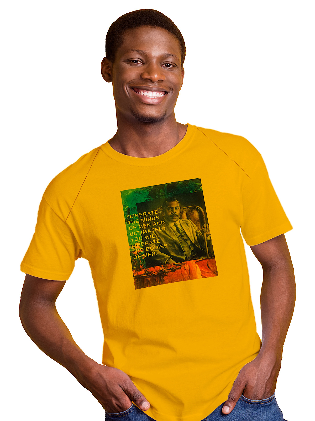 Tru Legacy - Garvey Liberate T-Shirt - Yellow -Brother Wearing