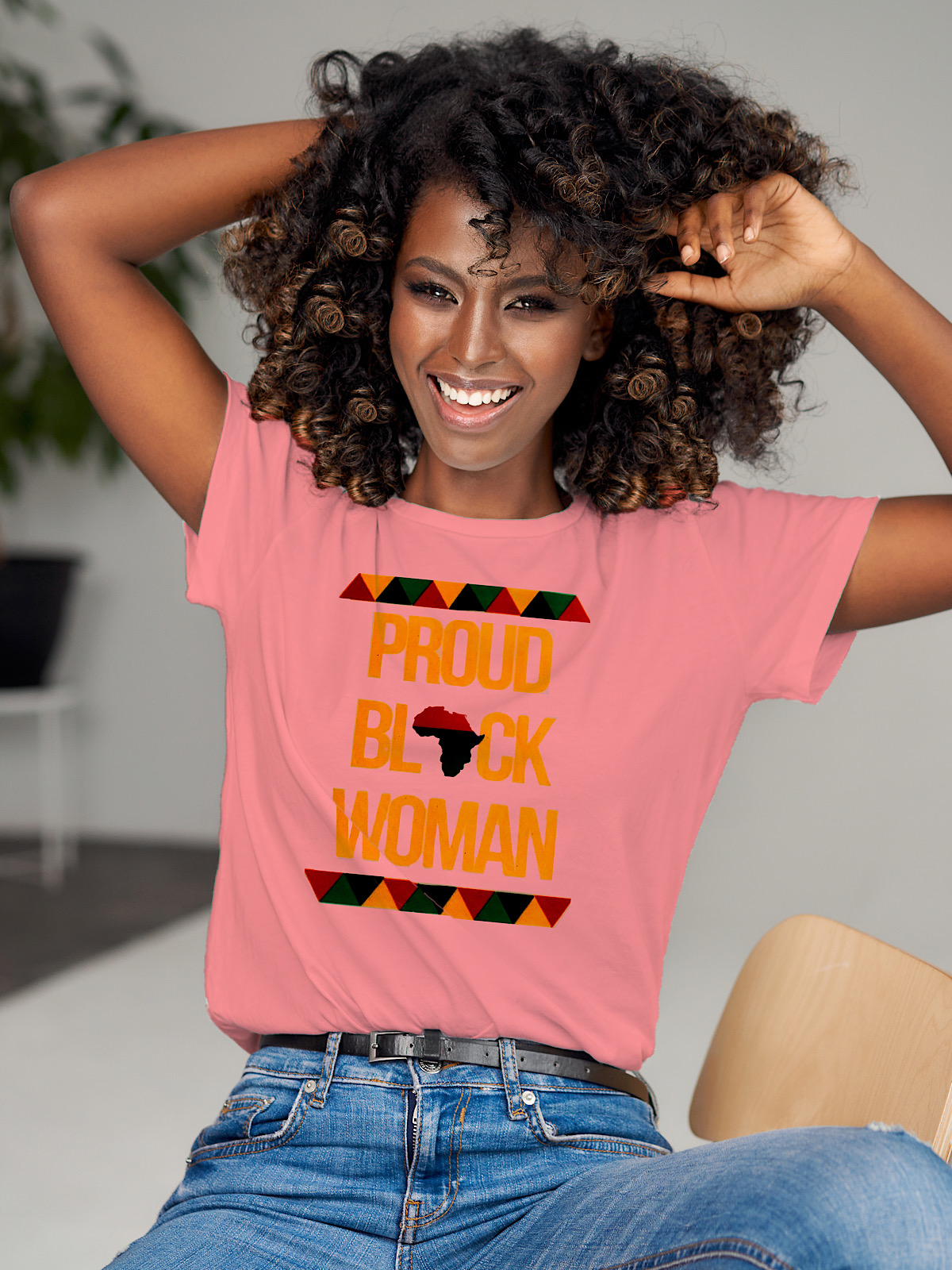 Tru Legacy - Proud Black Woman T-Shirt - Pink - Sister Wearing