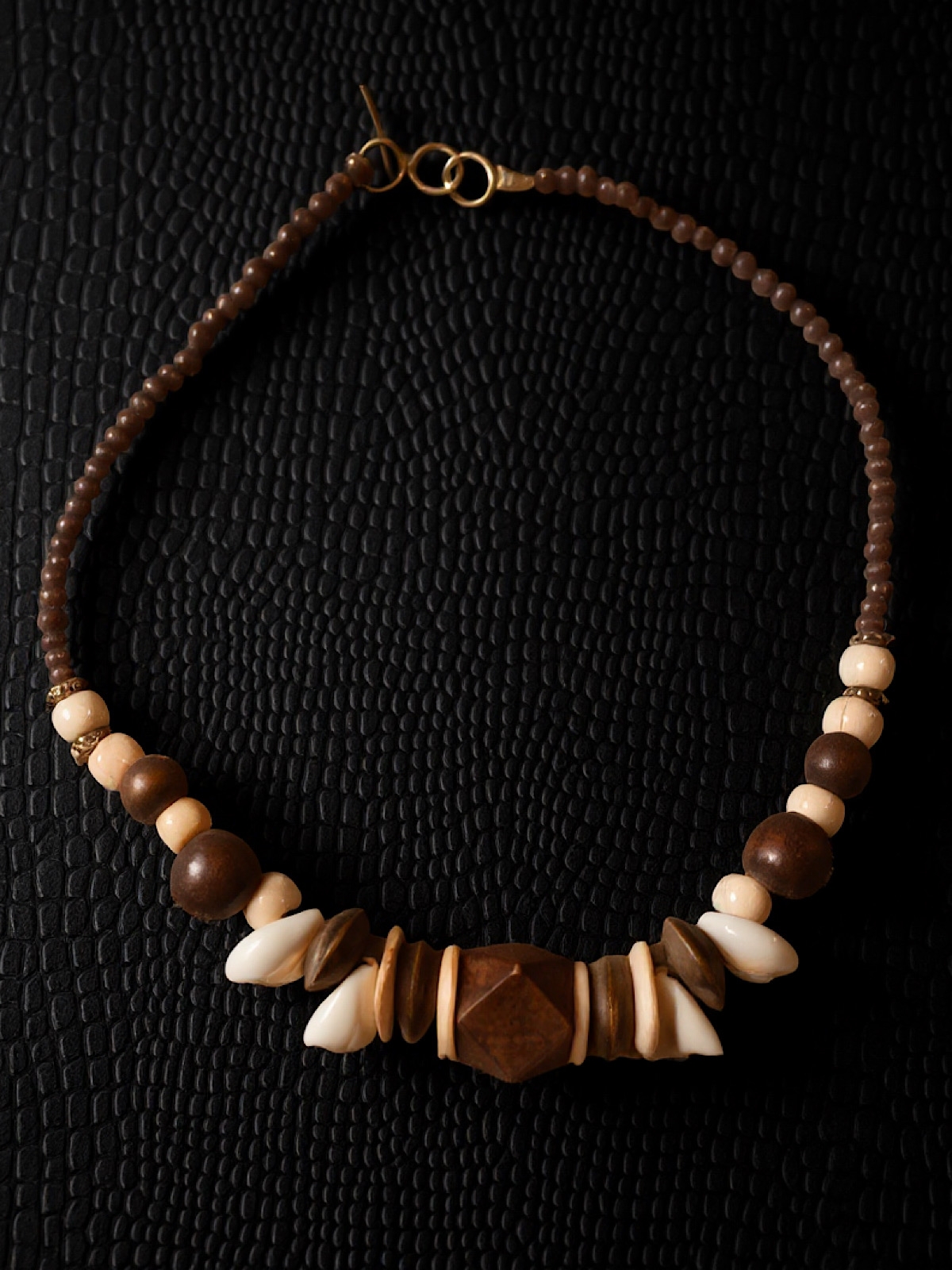 Necklace on leather